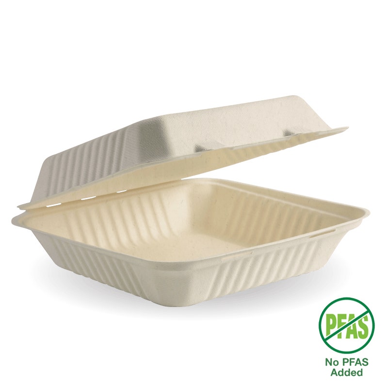 23x23x8cm / 9x9x3" Natural Plant Fibre Clamshell