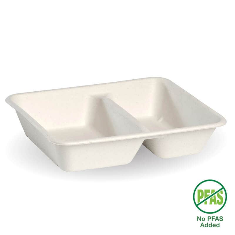 2-Compartment White Plant Fibre Takeaway Base 1