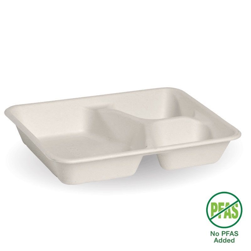 3-Compartment White Plant Fibre Takeaway Base 1