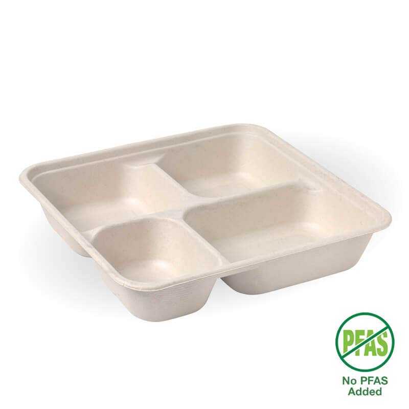 4-Compartment Large Natural Plant Fibre Takeaway Base 1