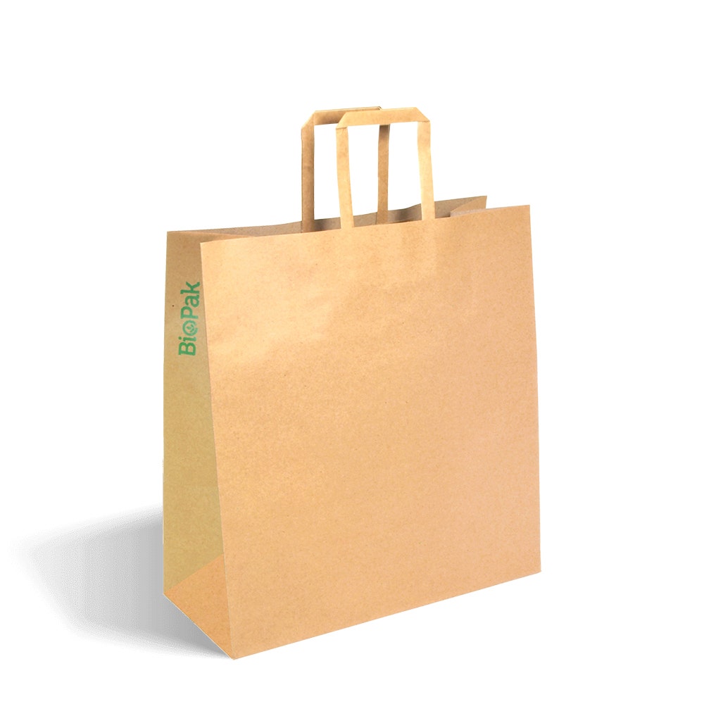 320x140x340mm Medium Flat Handle Kraft Paper Bags 1