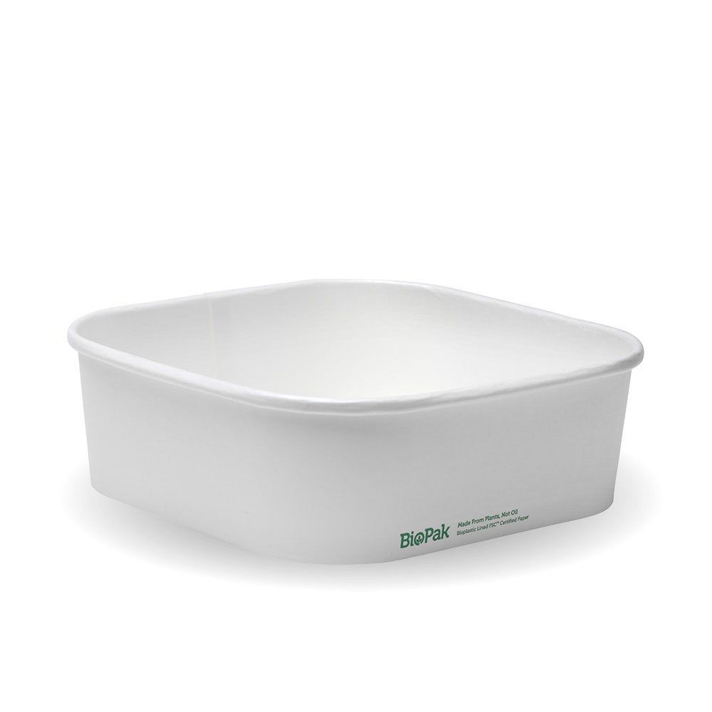 1,000ml White BioBoard Square Takeaway Base 1