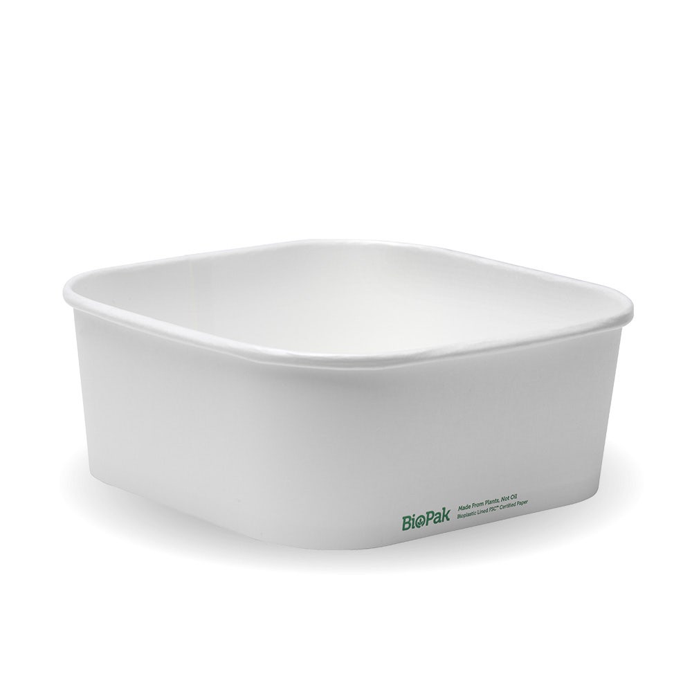 1,200ml White BioBoard Square Takeaway Base 1