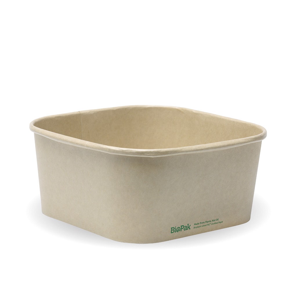 1,400ml Kraft BioBoard Square Takeaway Base 1