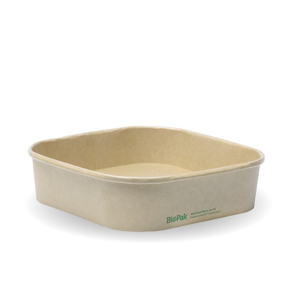 750ml Kraft BioBoard Square Takeaway Base 1