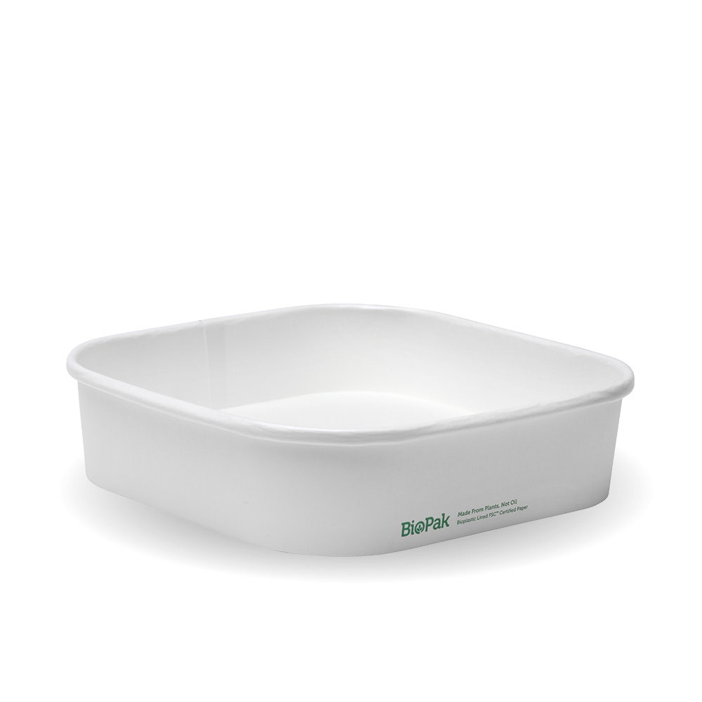 750ml White BioBoard Square Takeaway Base 1