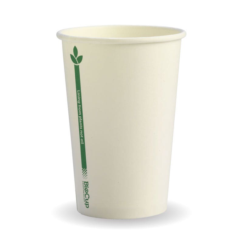 320ml / 10oz (80mm) White Green Line Single Wall BioCup 1