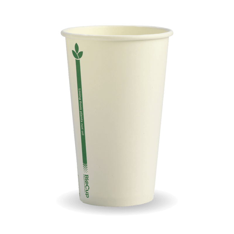 350ml / 12oz (80mm) White Green Line Single Wall BioCup 1