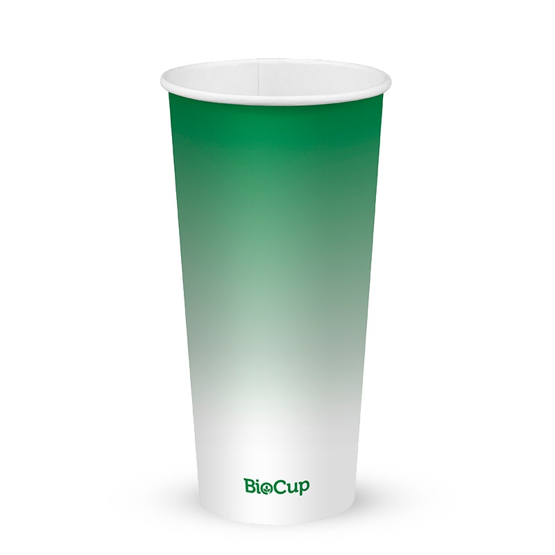 650ml / 22oz (90mm) Green Cold Paper BioCup 1