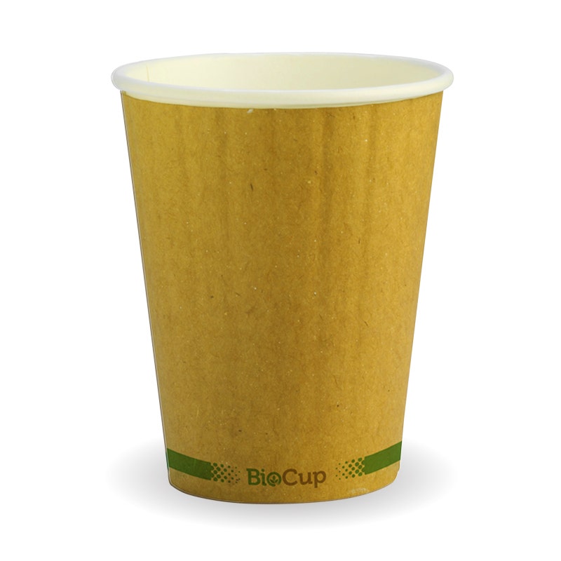 390ml / 12oz (90mm) Kraft Green Stripe Double Wall BioCup 1