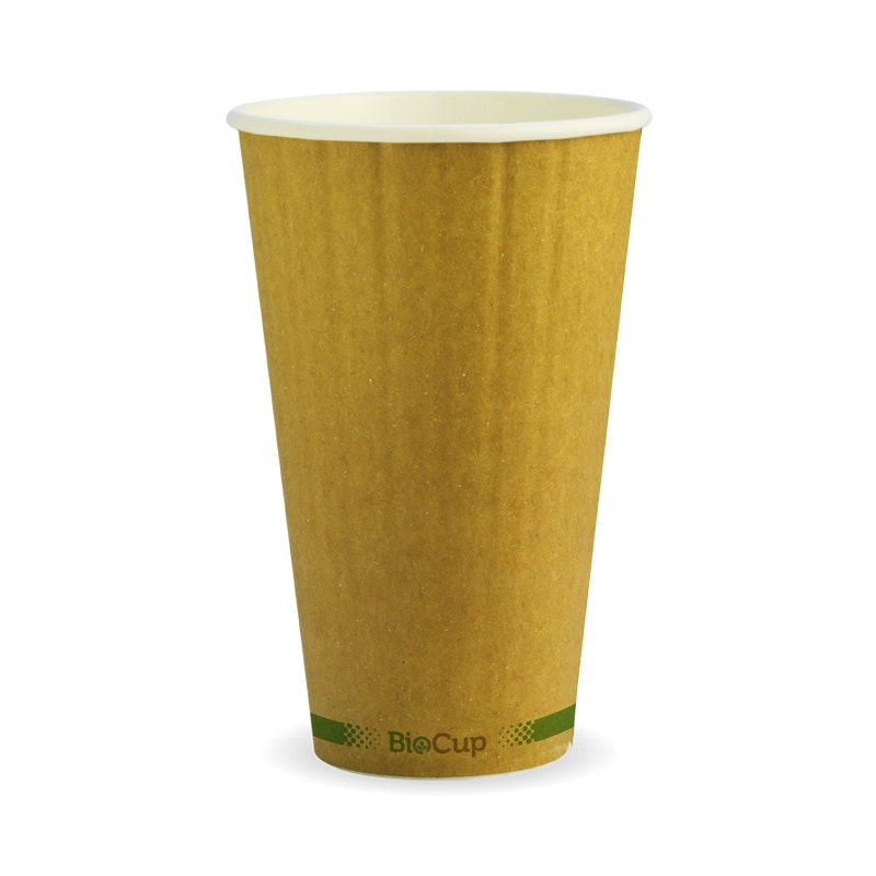 460ml / 16oz (90mm) Kraft Green Stripe Double Wall BioCup 1