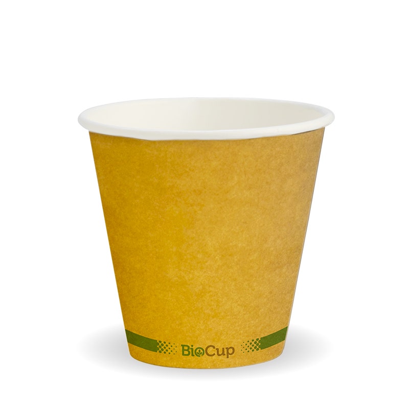 280ml / 8oz (90mm) Kraft Green Stripe Single Wall BioCup 1
