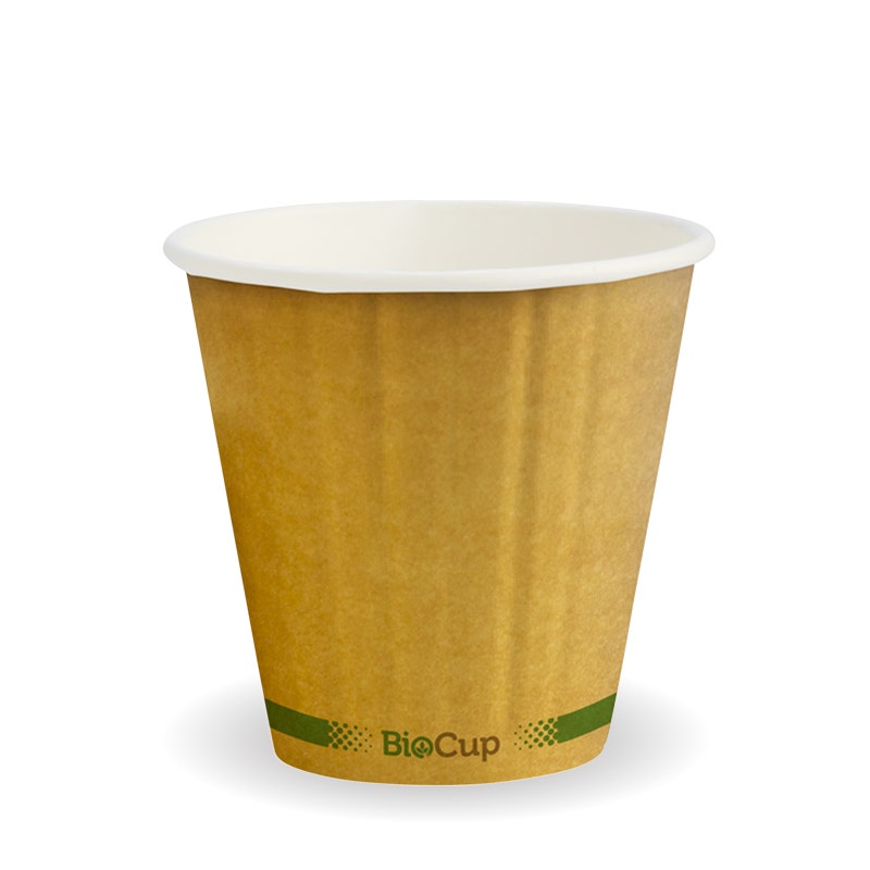 295ml / 8oz (90mm) Kraft Green Stripe Double Wall BioCup 1